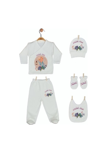Pia Baby Gl 1930-05 İsme Özel Beşli Zıbın Set Krem