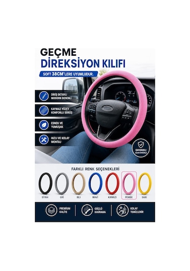 Direksiyon Kılıfı Geçme 38cm Soft Pembe Dkg001p Fermeq