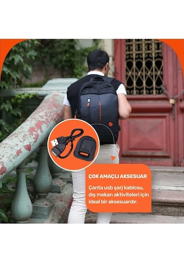 Npo Cka Sırt Çantası Valiz Organizer Usb Erkek/dişi Çanta Şarj Kablosu Ve Soketi Siyah