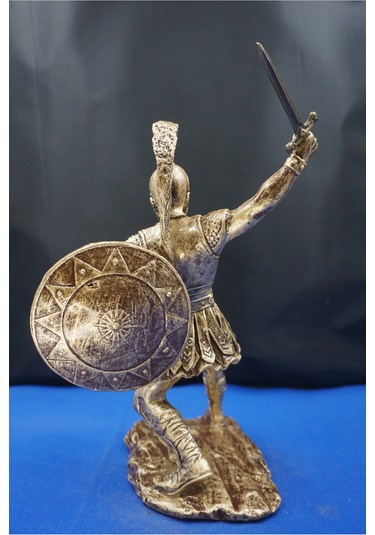 Roma Askeri Hector Mitolojik Tasarım Ev Ofis Dekoratif Hediyelik Aksesuar 19 Cm Altın