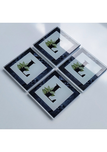 Decorita Cam Bardak Altlığı L Harfli Tasarım 4'lü Takım 10 x 10 CM Çok Renkli
