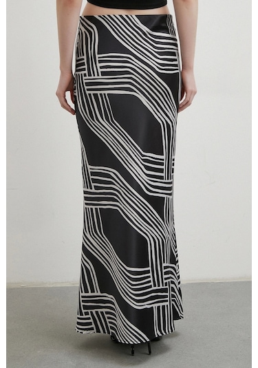 Desenli Maxi Verev Etek Siyah Siyah
