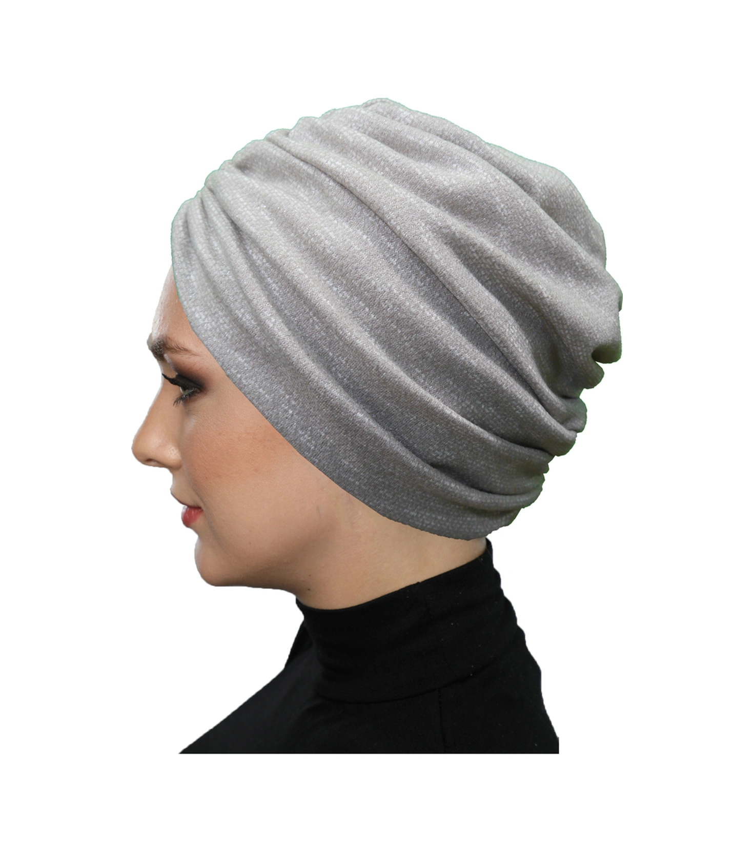 Kırçıllı Desenli Drapeli Bej Çift Taraflı Hazır Türban Tesettür Bone Bej