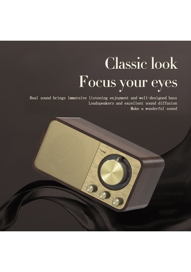 Reedark Jy-66 Ahşap Kablosuz Bt5.0 Hoparlör Retro Klasik Soundbox Süper Bas Subwoofer Fm Radyo Desteği Tf U Disk Aux In Müzik Çalma