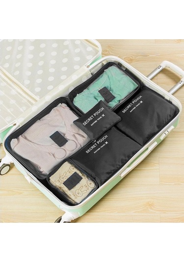 Siyah 6 Adet Set Seyahat Bavul Organizatör Çanta Bagaj Ambalaj Küpleri Seyahat Organizatör Depolama Ayakkabı Elbise Bagaj Organizatör Çanta Siyah