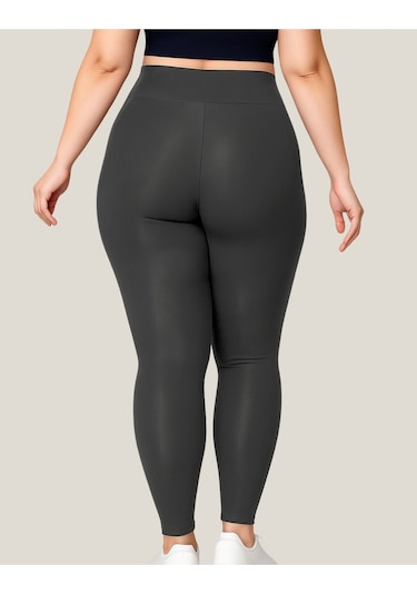 Alya Underwear Büyük Beden Tayt Dalgıç Kumaş Yüksek Bel Antrasit