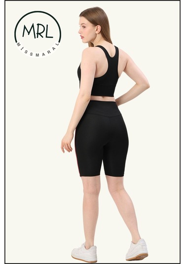 Kadın Siyah Yüksek Bel Toparlayıcı Biker Şort Kısa Spor Tayt Likralı Dalgıç Biker Tights 1043 Siyah Gül