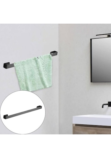 Bosphorusboutique02 Suntek Duvara Monte Tuvalet Havlu Askısı, Bar Askı, Siyah, 30cm, Mutfak/küçük Banyo Siyah