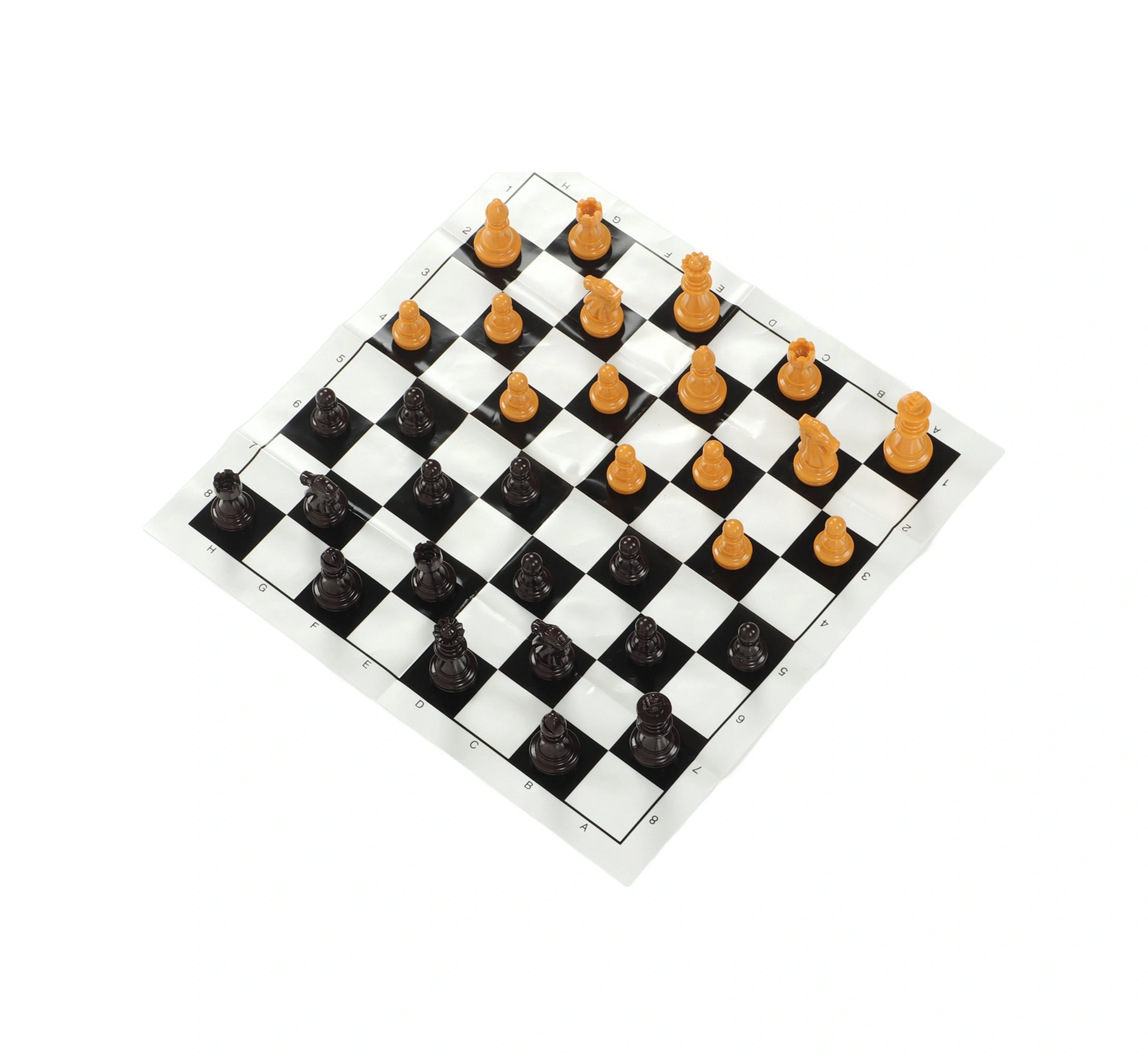 Vkemall Taşınabilir Plastik Satranç Seti - 25cm Folyo Tahta Ve Kumaş Çanta İle, Aile, Seyahat, Kamp İçin Zeka Egzersizi Oyunları