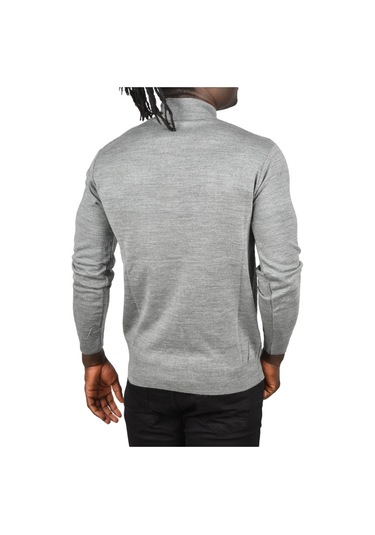 Deepsea Erkek Gri Zigzag Desenli Yarım Balıkçı Yaka Dar Kesim Boğazlı Triko Kazak 2505496 Gri