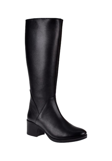 Castle Black Hakiki Deri Alçak Topuk Kadın Çizme Sk-92900 Siyah Siyah