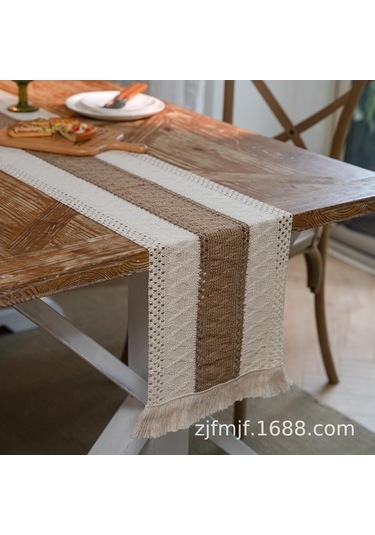 Didadodo Amerikan Boho Tarzı Pamuklu Keten Masalığı - 30x180 Cm Püsküllü, Diğer Desenler Diğer