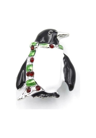 Penguen Broş - Beyaz Çok Renkli