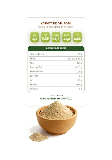 Glutensiz Fabrika Glutensiz Karnıyarık Otu Tozu Psyllium 300 G