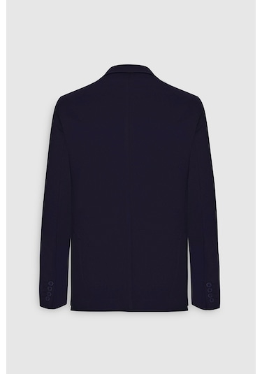 Ac&Co / Altınyıldız Classics Erkek Lacı Slim Fit Dar Kesim Mono Yaka Casual Ceket Lacı Lacivert