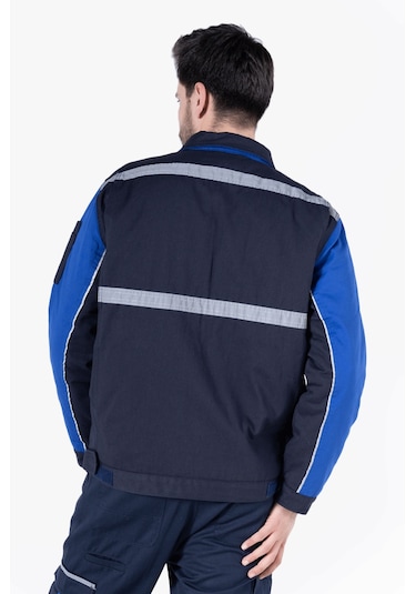 İş Montu Reflektörlü Cepli Kapitoneli Lacivert - Saks Mavi