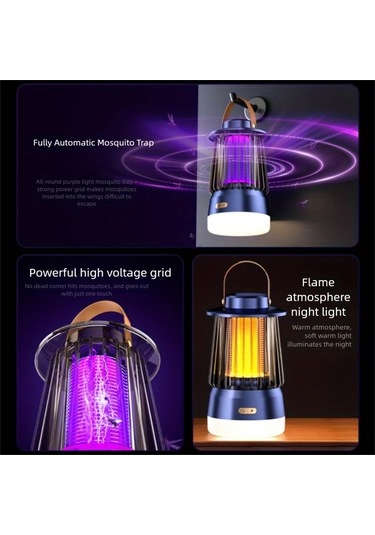 3'ü 1 Arada Çok Fonksiyonlu Sivrisinek Taşınabilir 3 Ü 1 Arada Çok Amaçlı Sivrisinek Öldürücü Lamba, Asılabilir Veya Düz Serilebilir, Elektrik Çarpması Korumalı Ve Temizlik Fırçası İle Kolay Temizlenir, İki Renkli Ortam Aydınlatma Fonksiyonu
