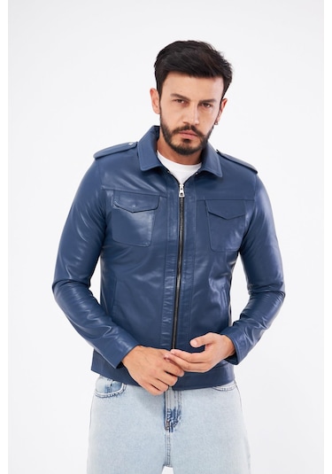 Derinss Der276 Hakiki Deri Erkek Mavi Mont 001