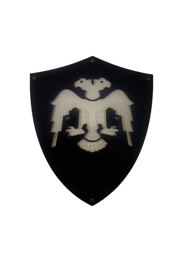Ahşap Çift Başlı Selçuklu Kalkanı ve Kılıcı  Siyah