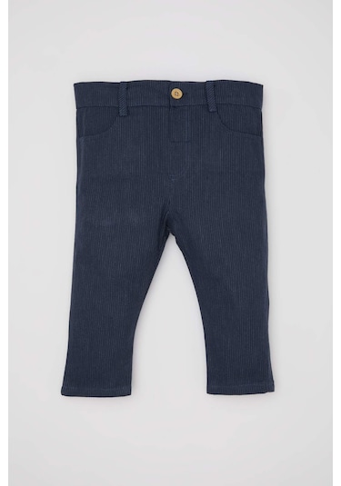 Defacto Erkek Bebek Çizgili Düz Paça Gabardin Pantolon B9254A524SPNV256 Lacivert