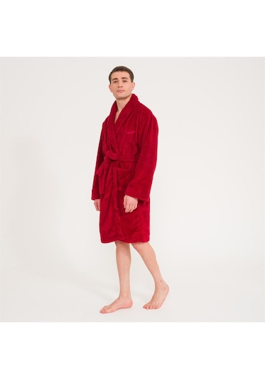 Erkek Welsoft Şal Yaka Polar Sabahlık-Bordo