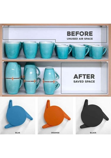 Yifomall Ayarlanabilir Bardak Yerleştirici, Mavi, 6'lı Paket, Mutfak Düzenleme Ve Depolama Çözümü Mavi