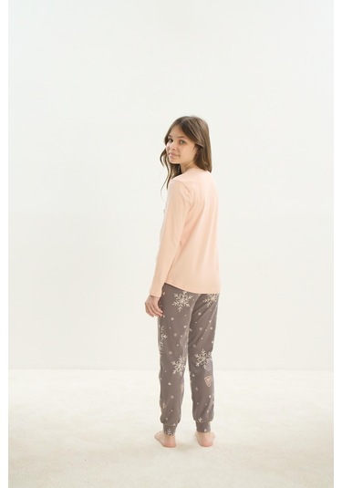Sevim Kız Çocuk Garson Uzun Kol Açık Somon Pijama Takım C8t2n7o8 001