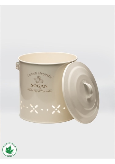 Lüx Metal Patates Soğanlık Kovası Sebze Saklama Kabı Krem Siyah