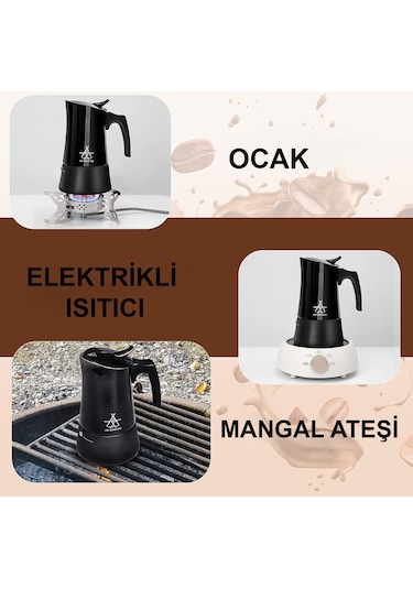 Alocs Taşınabilir Mocha Pot 450 Ml 9 Cup Siyah