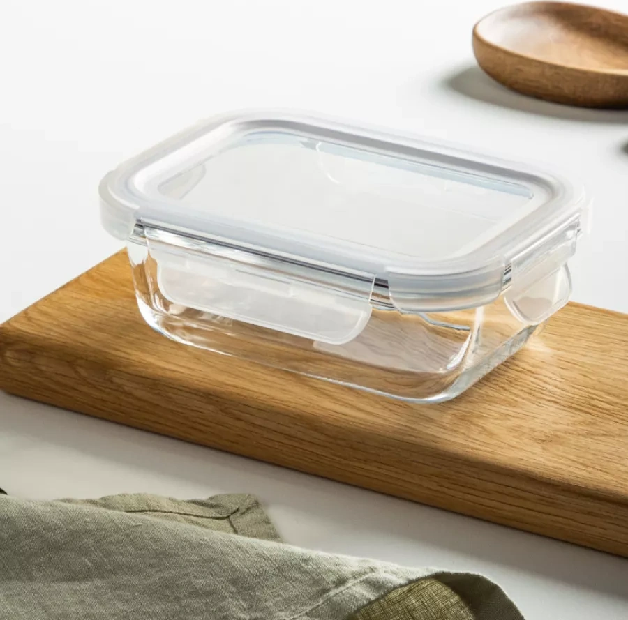 Vetta Kapaklı Cam Yemek Saklama Kabı, Hava Geçirmez 370 Ml 205873375 Beyaz