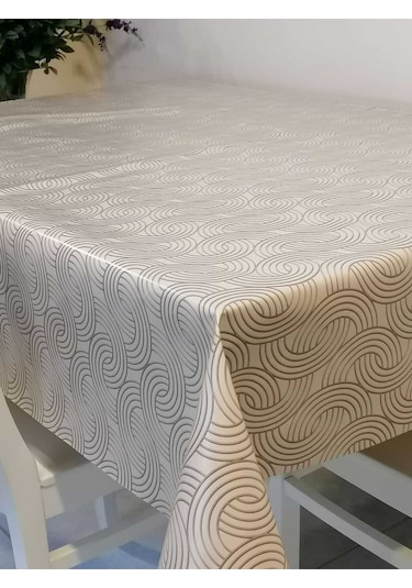 Elyaflı Pvc Muşamba - Desenli Silinebilir Masa Örtüsü 02mrl170a Bej