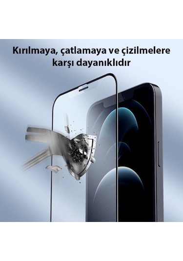 Gor Apple Uyumlu iPhone 12 Pro Max 9D Hardening Tempered Full Ekran Koruyucu Siyah