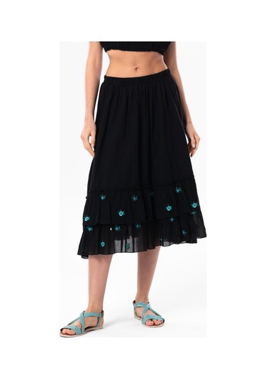 Lavinya Vual Nakışlı Uzun Yazlık Etek Siyah Syh-siyah Siyah