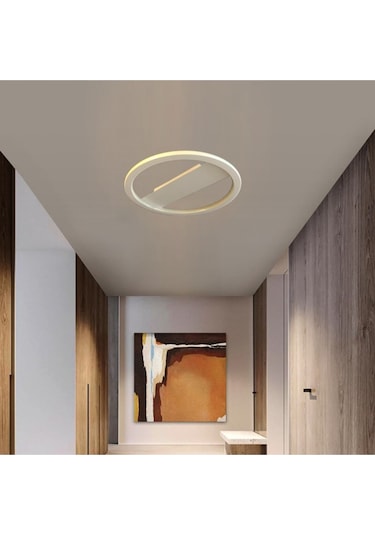 Tavan Tipi Led Avize Plafonia Transparent Daire 80cm Siyah - Sarı