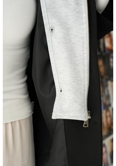 Fermuarlı Ceket - Siyah-gri Siyah-gri