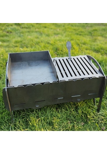 Portatif Çift Bölmeli Dayanıklı Ağır Ve Büyük Uzun Ömürlü Mangal Siyah