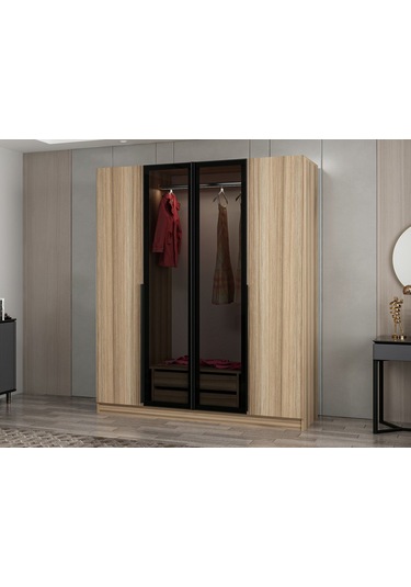 Kale Plus 4 Kapaklı 2ç Dolap Dore Plus Dore Füme Cam 190cm Ceviz