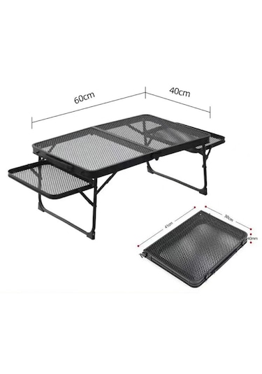 Taşınabilir Katlanır Kamp Masası Hafif, Dayanıklı, File Yüzeyli Outdoor Piknik Masası Siyah