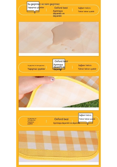 Happyplanet Xiaoqitt-Açık Piknik Örtüsü Nem Geçirmez Kalınlaşmış Oxford Kumaş Su Geçirmez Küçük Yapraklı Dokunmamış Kumaş 2 Metre 3 Metre Çok Renkli