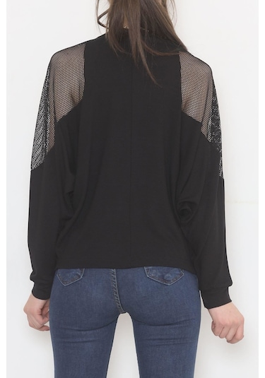 Bensu Store - Kolları Fileli Bluz Siyah - 1745.1095. 001