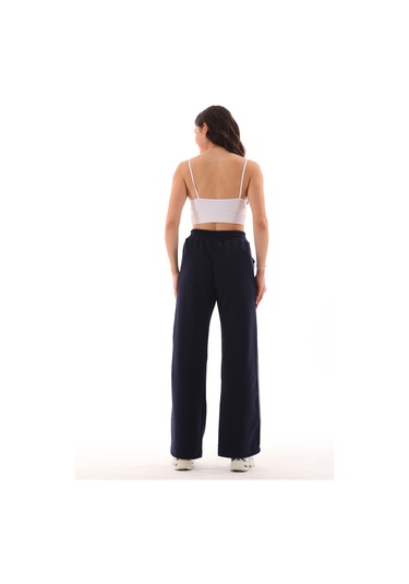 Kallima Lacivert Beyaz Tasarım Cepli Şeritli Üç İplik Eşofman Altı Lacivert