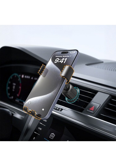 Lenyes Cr181 360 Derece Dönebilen Havalandırma Tasarımlı Araç Telefon Tutucu Siyah