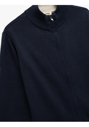 Koton Pamuklu Uzun Kollu Fermuarlı Dik Yaka Triko Okul Hırkası Lacivert 6wkb90001tt Lacivert