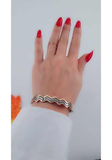 Bhs Life Kadın Dalga Model Çelik Kelepçe Bileklik Mix Renk Altın