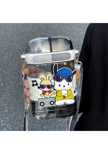 Yystore Beyaz Gri 640ml Bölmeli İkili Suluk