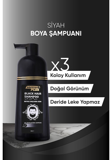 Softto Plus Black Hair Saç Siyahlatıcı Şampuan Pompalı 350 ML