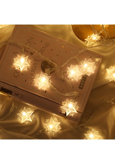 Yifomall 3 Metre 20 Led Yıldız Şekilli Noel Aydınlatma Işıkları, Aa Pil İle Çalışan Sıcak Beyaz Dekoratif Işık Zinciri Çok Renkli