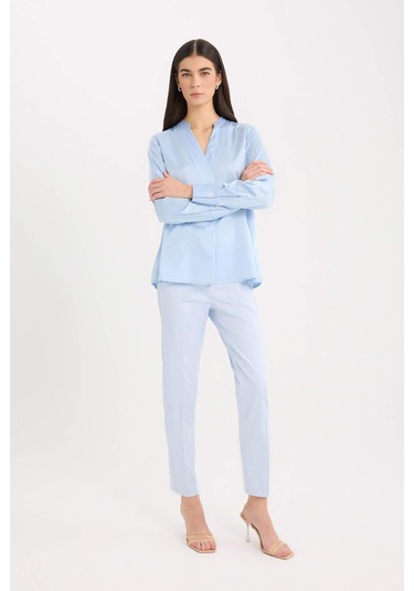 DeFacto Sigaret Saten Kumaş Pantolon Normal Bel Basic Düz Beli Lastikli Düz Paça J8743AZ25SMPR307 DeFacto Sigaret Saten Kumaş Pantolon Normal Bel Basic Düz Beli Lastikli Düz Paça J8743AZ25SMPR307