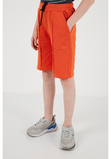 Lela Pamuklu Baskılı Bisiklet Yaka Kısa Kollu Şortlu Erkek Çocuk Takım 6212010 Füme