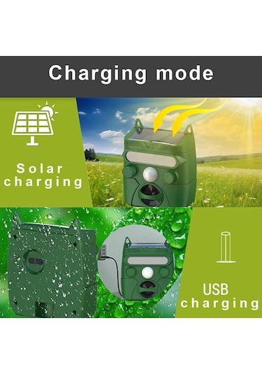 Uu0383 Ultra-sonik Hayvan Kovucu Açık Havada Hareket Sensörlü Yeşil